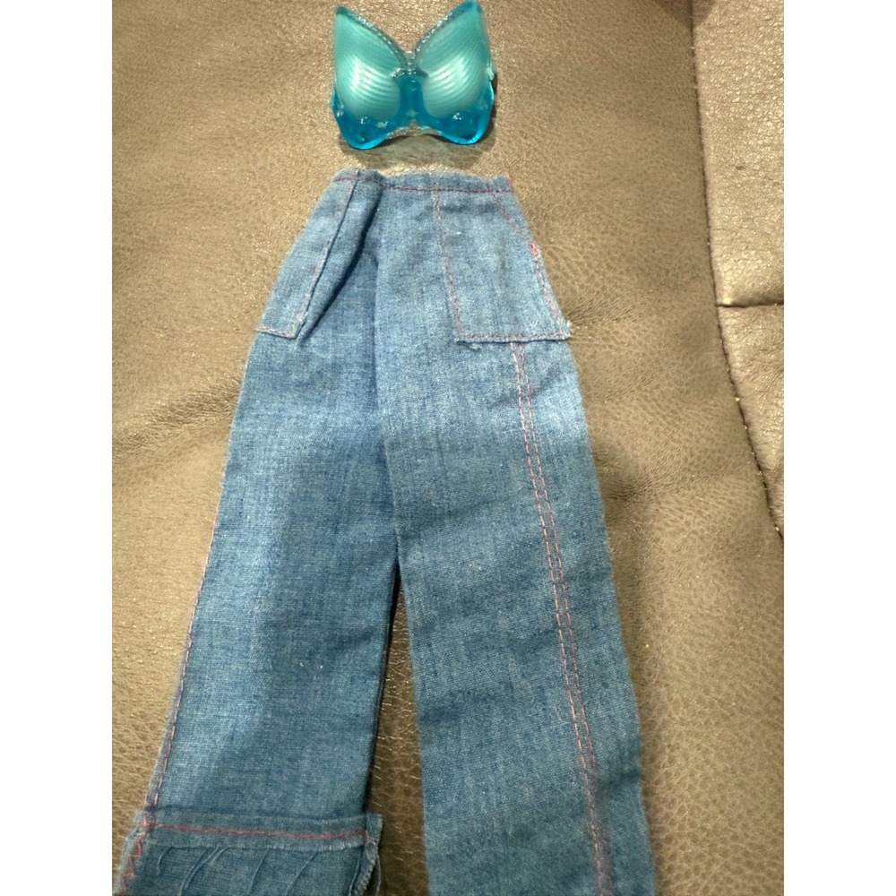 Barbie Doll Clothes Denim Jeans Butterfly Top Blue Outfit Fashion Doll Accessory